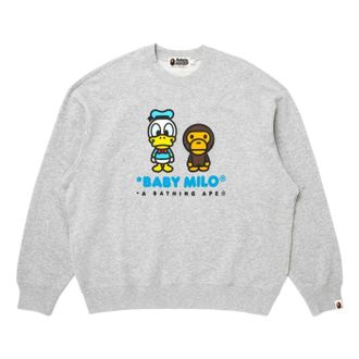 A Bathing Ape x Disney Donald Duck Baby Milo Relaxed Fit Crewneck Grey 0ZXSWMX90213R-GRY