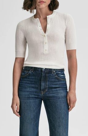 A.L.C. Fisher Rib Cotton Blend Top in Bright White at Nordstrom, Size X-Small