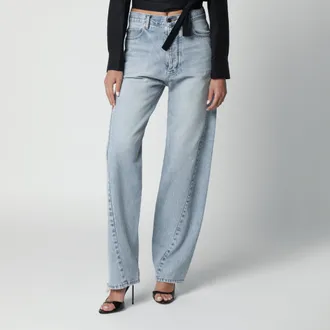 Balenciaga Jeans con cuciture ritorte in denim azzurro decolorato