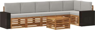 vidaXL Conjunto De Sof&aacute;s De Exterior 7 Uds. Natural Y Gris Claro Vidaxl