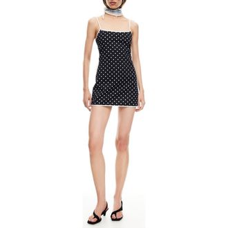 Lioness Voyage Polka Dot Stretch Cotton Minidress in Noir Polka at Nordstrom, Size X-Small