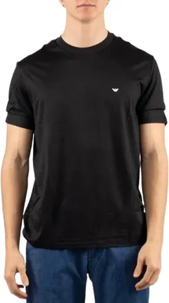 Emporio Armani Tops, Heren, Zwart, L, Katoen, Lyocell & Katoen T-shirt