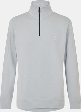 HUGO BOSS Mens Zetrust Zip Neck Soft Terryclover The Head Sweatshirt in Light/Pstl Grey - Size Small