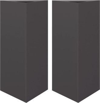 vidaXL Vidaxl - Jardineras Triangulares 2 Uds Acero Negro 40x34,5x70 Cm