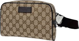 Gucci Gg Canvas Brown Gg Canvas Leather Sling Bag (Pre-Owned)