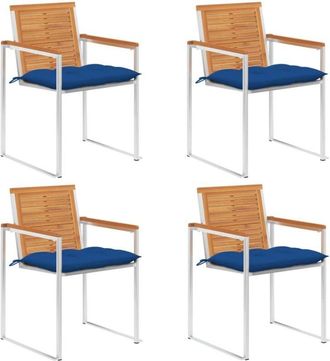 vidaXL Vidaxl - Sillas De Jard&iacute;n Y Cojines 4 Unidades Madera Maciza De Acacia