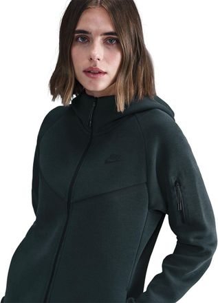 Nike Womens Tech Solid Patterned Hooded Neck Jacket in Seaweed/Black - Size 16 UK