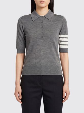 Thom Browne Polo slim fit in maglia di lana vergine con motivo 4-Bar