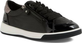 Ziera Womens Aire-Xf Casual Sneaker In Black-Pewter Patent-Leather