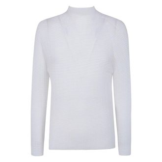 Issey Miyake Truien & Vesten, Dames, Wit, M, Leer, Wooly Pleats-66 Shirt