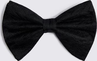 Moss Black Floral Lurex Pre-Tied Bow Tie