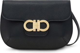 Ferragamo Structured Pebbled Leather Shoulder Bag with Gold-Tone Clasp