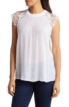 Forgotten Grace Crochet Cap Sleeve Blouse in White at Nordstrom Rack, Size X-Large