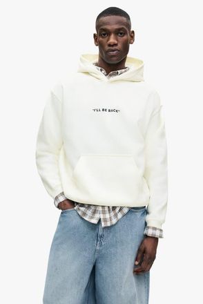 H&M Loose-fit printed hoodie in White/terminator at Nordstrom, Size Xx-Large
