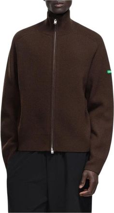 Flaneur Fl&acirc;neur - Badge Knit Cardigan - Heren - Truien - Bruin - Maat: L Wol