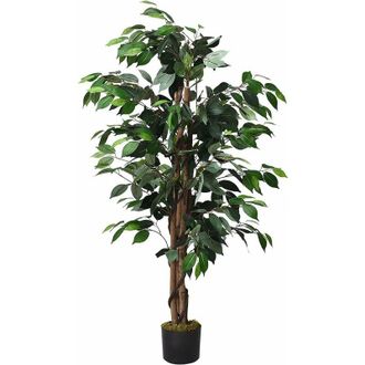 Costway Costway - Planta Falsa Ficus Artificiales 1,2 M Planta Decorativa Tronco Natural Sin Manutenci&oacute;n