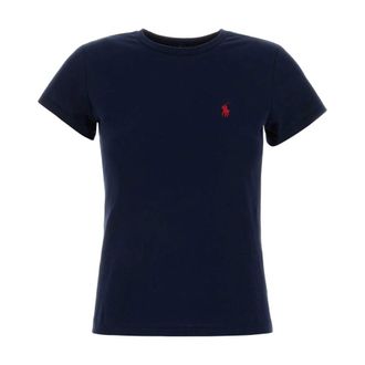 Polo Ralph Lauren T-Shirts, female, Blue, Size: M Cotton T-Shirt