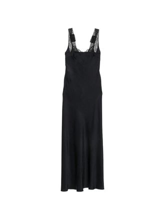 Forte_Forte Abito Lungo Scollo Pizzo Envers Satin