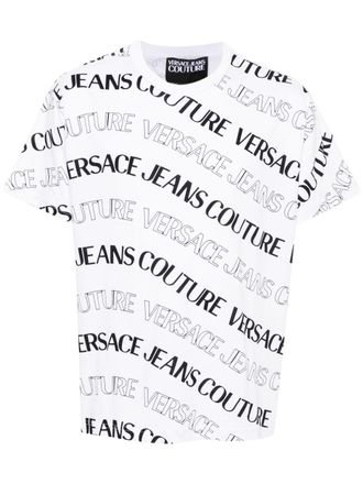 Versace Jeans Couture Katoenen T-shirt met logoprint - Wit