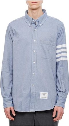 Thom Browne Casual Shirts, male, Blue, M, 4 Bar Button Down Shirt