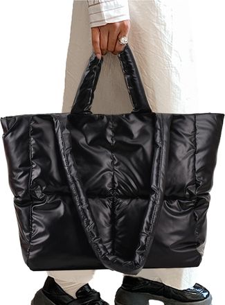 Generic Puffer Bag for Women | Quilted Padded Bag | Trendy Shopping Bag for Women Soft Lightweight Cushion Buys, Hobo Bags for Women, black, Siehe Beschreibun