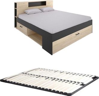 VENTE-UNIQUE.COM Base de cama melamina gris antracita, color natural claro 140 x 190 cm