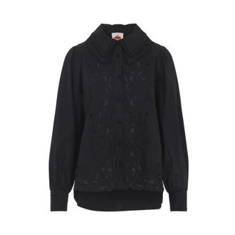Farm Rio FARM Rio - Camisa de manga abullonada con cuello y botones bordada - Blouses & Shirts - Mujer - Negro - S