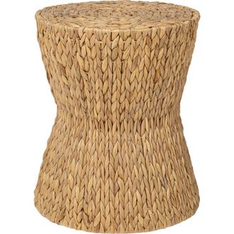 Jonathan Y Designs Natura 15.75 Coastal Bohemian Handwoven Water Hyacinth Round Hourglass End Table in Natural at Nordstrom