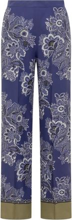 Etro Printed broek - Dames - Straight fit broeken - Blauw - XL - Broeken