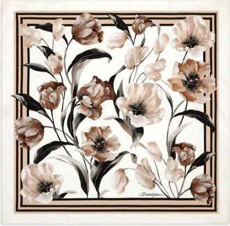 Dolce & Gabbana floral-print silk scarf - men - Silk - One Size - White