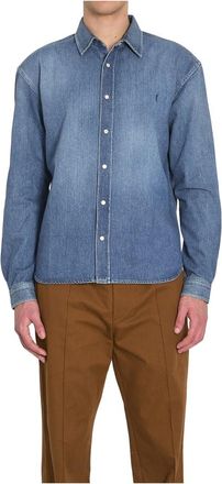 Saint Laurent Cassandre Denim Shirt - Heren - Spijkeroverhemden - Blauw - S - Denim - Overhemden
