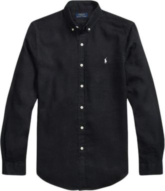 Ralph Lauren Linnen Overhemd - Heren - Casual Overhemden - Zwart - L - Linnen - Overhemden
