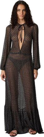 Missoni Long Cover-up Dress In Lam&eacute; Viscose With Spiderweb Motif And Flounces in Brown at Nordstrom, Size 42 It