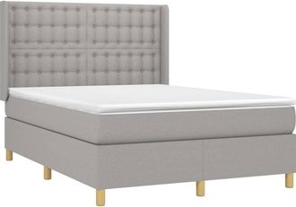 vidaXL Vidaxl - Cama Box Spring Colch&oacute;n Y Luces Led Tela Gris Claro 140x200 Cm