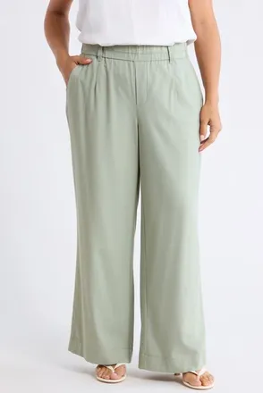 Wit & Wisdom Skyrise High Rise Wide Leg Pants in Eucalyptus at Nordstrom, Size 2X