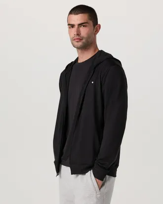 Vuori Clothing Ponto Full Zip Hoodie | Black Heather | XS, Size Extra Small