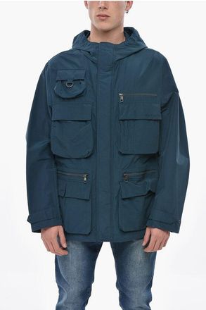 Woolrich Checked Ripstop Utility Overshirt with Hidden Button Closure size L