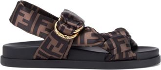 Fendi Brown Logo Sandals