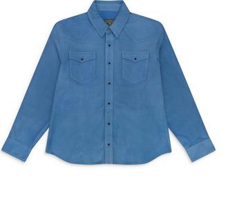 Denim Tears Blue Suede Leather Western Shirt