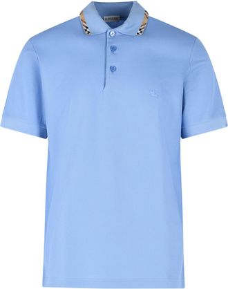 Burberry Poloshirt Eddie aus hellblauer Baumwolle