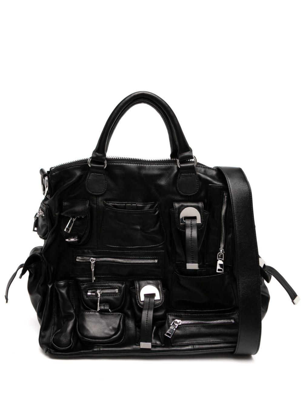 Grand Sac Cabas Hobo Cynthia Rowley – Cuir Gaufré Reptile Marron – Bandoulière