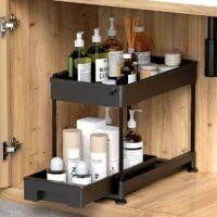 OEM Organizador De Cocina De 2 Niveles Para Debajo Del Fregadero Con Caj&oacute;n Deslizante, Estante De Almacenamiento Multifuncional Con Ganchos Para Cocina, B