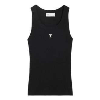 Ami (WMNS) AMI Small Heart Logo Cotton Tank Top Black White Cream FTP811-JE0117-045