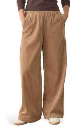 Marine Layer Allison Pull-On Wide Leg Corduroy Pants in Cocoa Brown at Nordstrom, Size X-Large