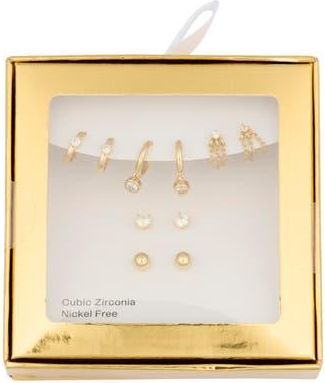 Nordstrom Rack Demi-Fine 5-Pack Assorted Everyday Essential Earrings in Clear- Gold at Nordstrom Rack