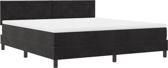 vidaXL vidaXL Box Spring Bed with Mattress & LED Black 180x200 cm Velvet