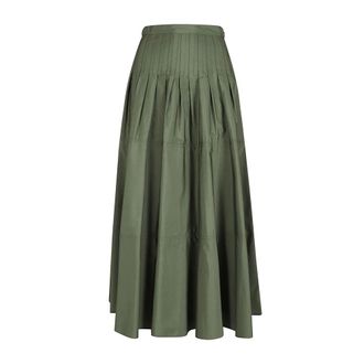 Max Mara Midi Skirts, female, Green, Size: M Skirt in pure cotton poplin