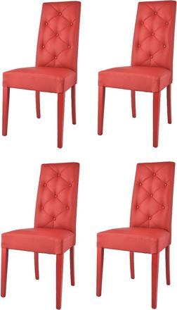 Tommychairs Tommychairs 4 Sillas Chantal En Haya, Asiento En Polipiel Rojo