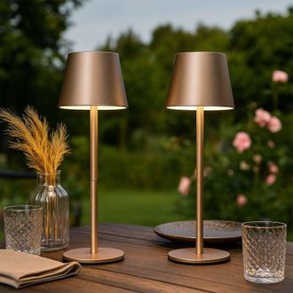 Globo Lighting Luce da esterno Lampada da tavolo ricaricabile Touch dimmer Bottle top CCT, champagne, USB-C, LED 3W 200Lm bianco caldo-freddo, set di 2