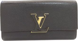 Louis Vuitton Black Leather Long Wallet (Bi-Fold) (Pre-Owned)